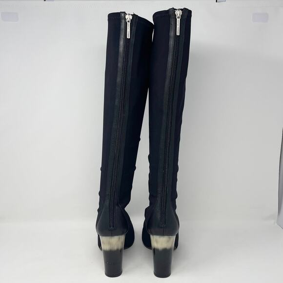 Donald J‎ Pliner Benne-D Boot Womens 9 Black Crepe Fabric Elastic 3.5" Heel M090 - Picture 3 of 9